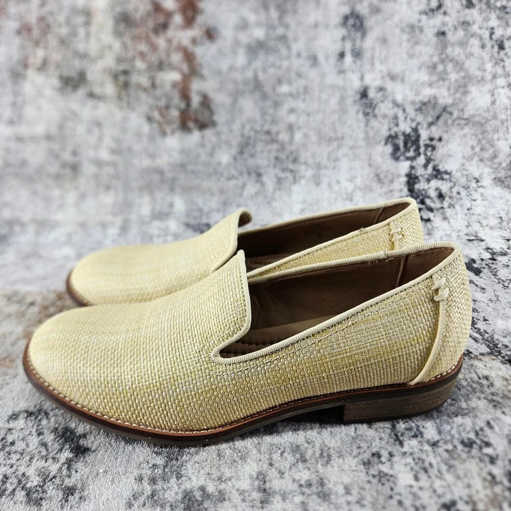 Earth Edna 2‎ Slip On Loafer Shoes Womens 7.5 Yellow Woven Textile Beach Comfort